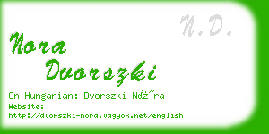 nora dvorszki business card